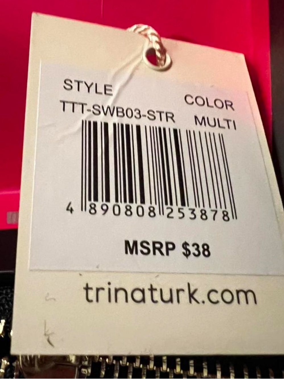 Trina Turk Red Pink Black Purple Striped Zip Wallet - Picture 4 of 5